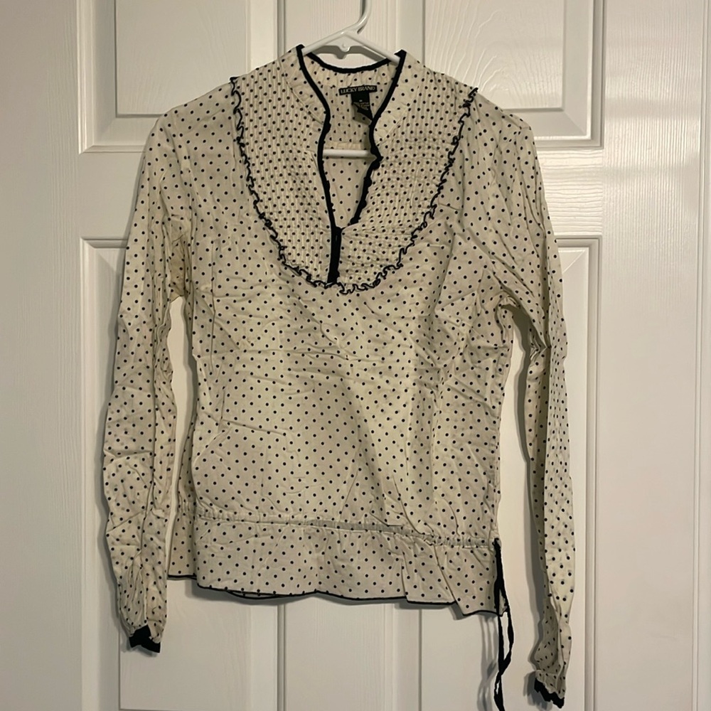 Vintage inspired Lucky Brand polka dot top.